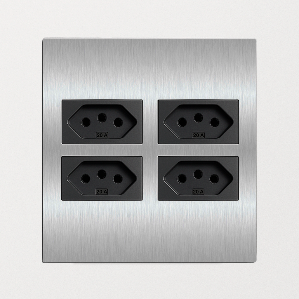 Tomada Inox 4x4 20A (4 Módulos)
