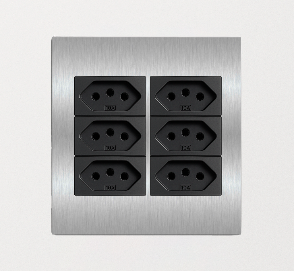 Tomada Inox 4×4 20A (6 Módulos)