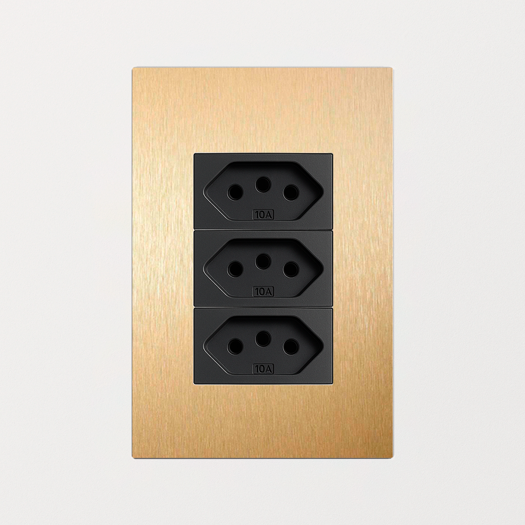 Tomada Latão 4×2 10A (3 Módulos)