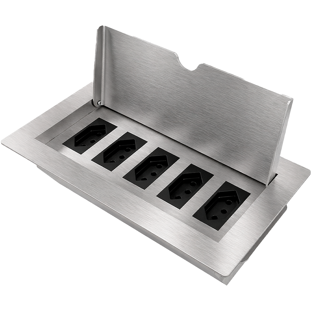 CAIXA DE TOMADA INOX PARA MESA (5 MÓDULOS)