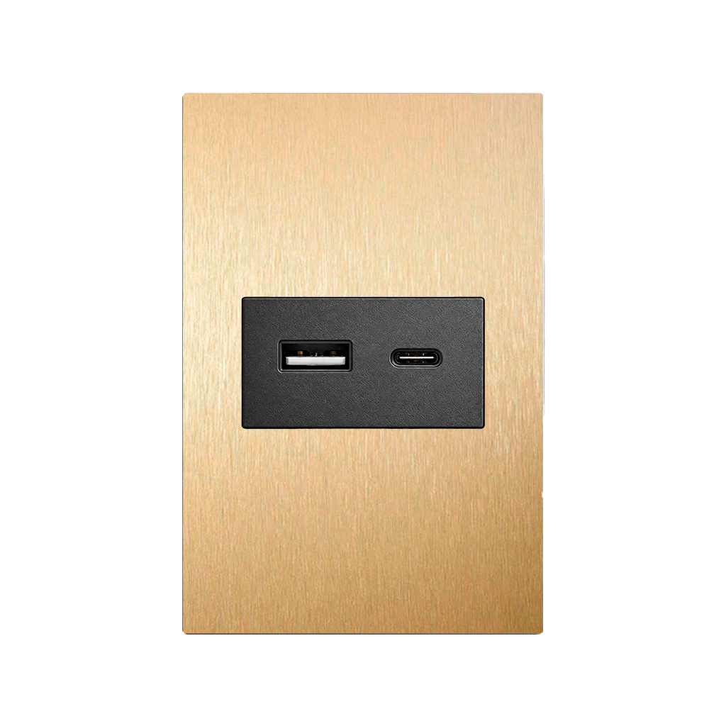 TOMADA LATÃO USB INOX 4X2 (1 MÓDULO)