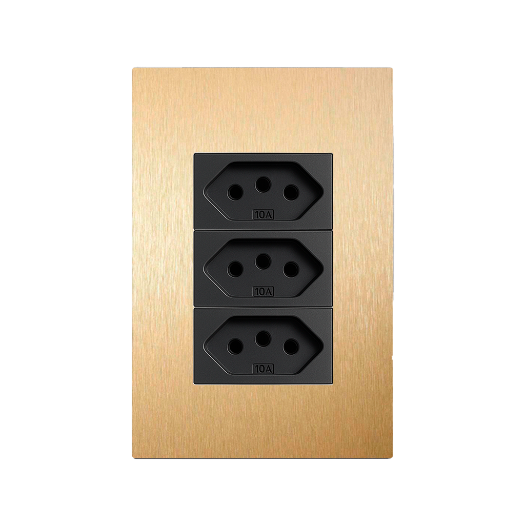 TOMADA LATÃO 4X2 (3 MÓDULOS)