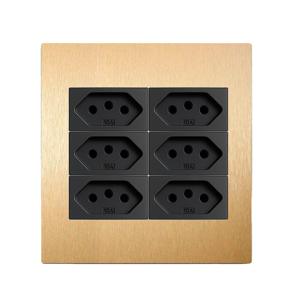 TOMADA LATÃO 4X4 (6 MÓDULOS)